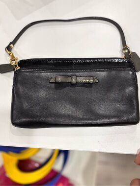 Coach Black Leather Wristlet/minibag